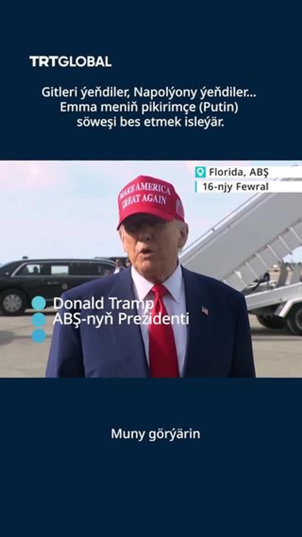 Meniň pikirimçe (Putin) söweşi bes etmek isleýär